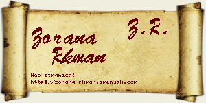 Zorana Rkman vizit kartica